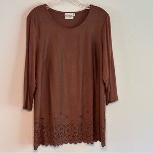 Marisa Jill Women's  Chocolate Brown Tunic with Cutout Hem SZ 2